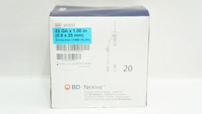 BD 383552 Nexiva Closed IV Catheter System 22Ga 1.00inch - Box of 20